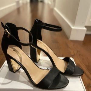 Black aldo open toe sandal heels